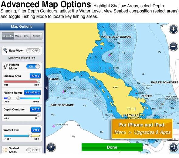 iMarine Apps Navionics Advance Map Options