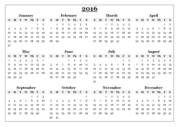 2016 Calendar with Hindu Holidays, 2016 Monthly Blank calendar, Hindu Calendar 2016 Word Excel PDF Free,  hindu panchang 2016