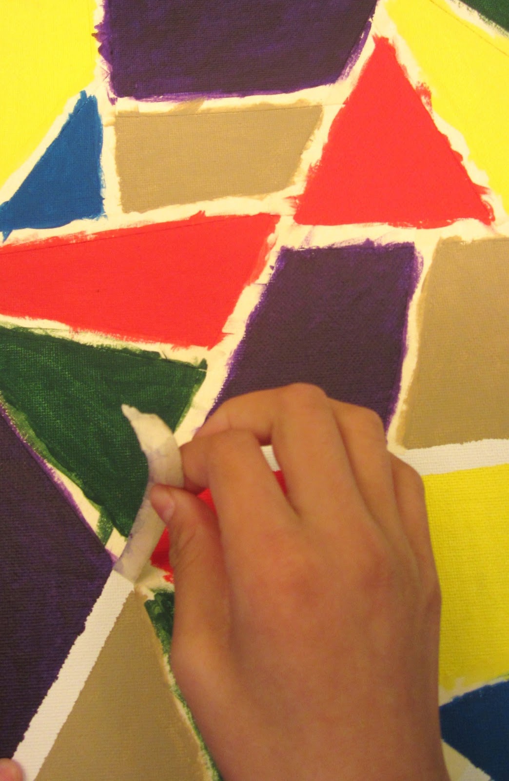 Harvest Moon by Hand Masking Tape Painting