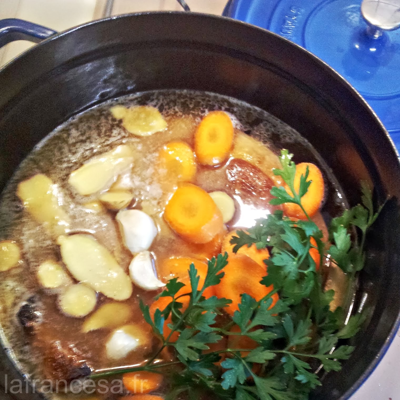 Rouelle braisée au gingembre si tu ne pars pas sous les Tropiques