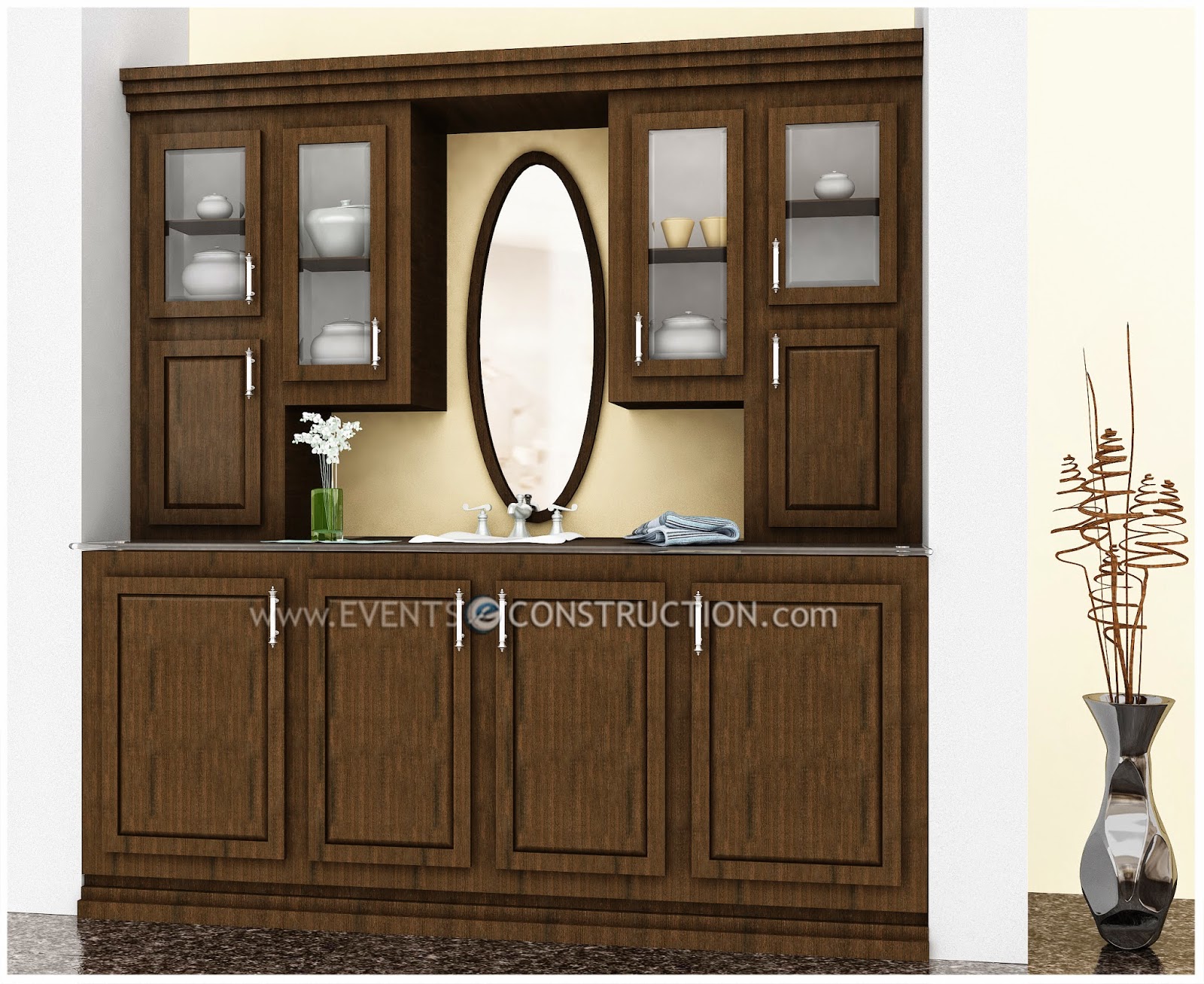 Evens Construction Pvt Ltd Wash area with crockery shelf