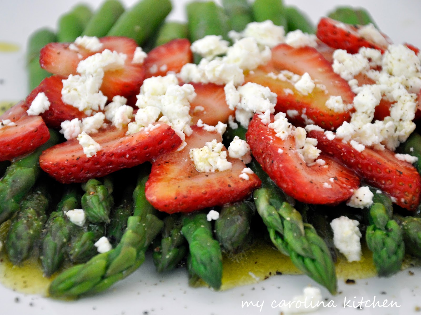 My Carolina Kitchen Asparagus with Strawberries & Feta Cheese, plus