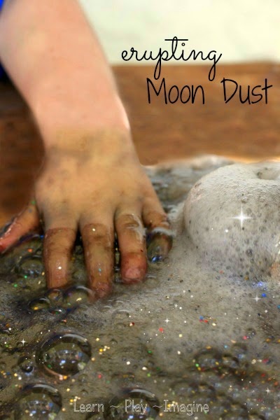 How to make erupting moon dust - a recipe for play combined with a prewriting activity
