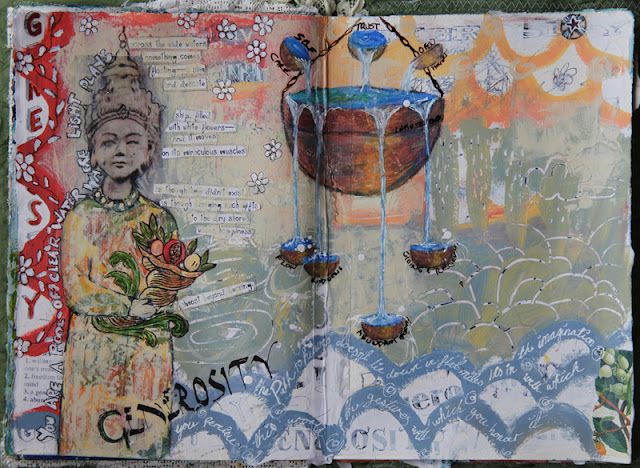art jouranaling, journal as sacred vessel, one little word, word of the year, Galia Alena, mixed media