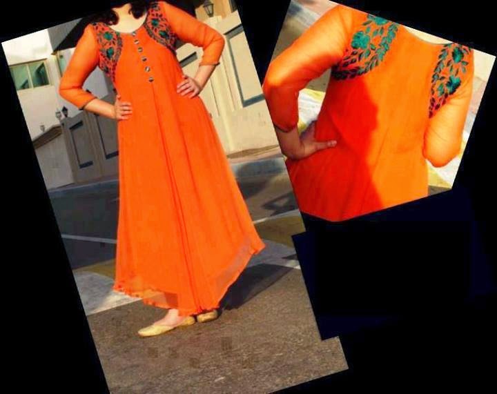 orange long frock