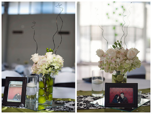 White rose centerpiece; Limes in vases; Candles; Copyright 2012 www.cristyangulo.com