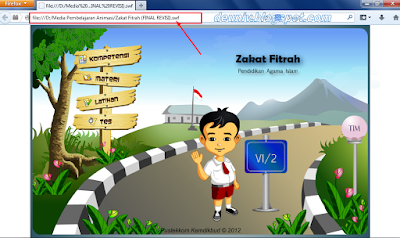 tampilan membuka media pembelajaran flah di mozila firefox