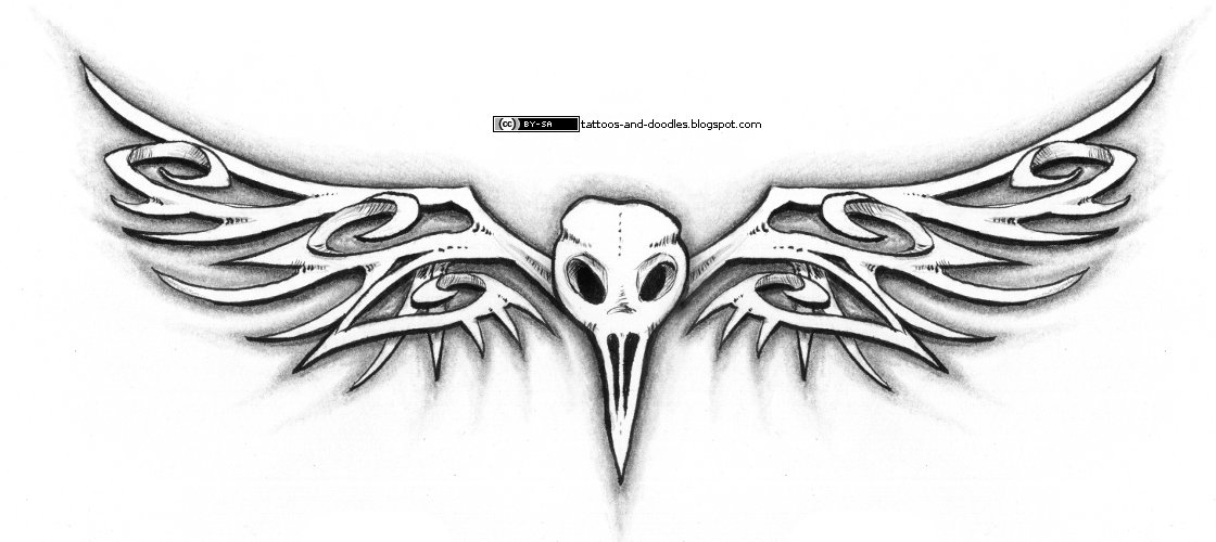bird skull tribal tattoo
