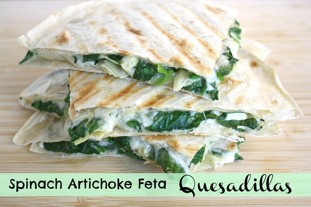 The Garden Grazer Spinach Artichoke Feta Quesadillas