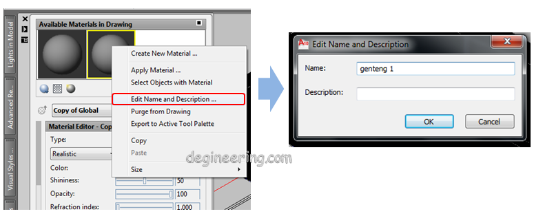 Gambar 05. Ganti nama material Gambar 05. Ganti nama material