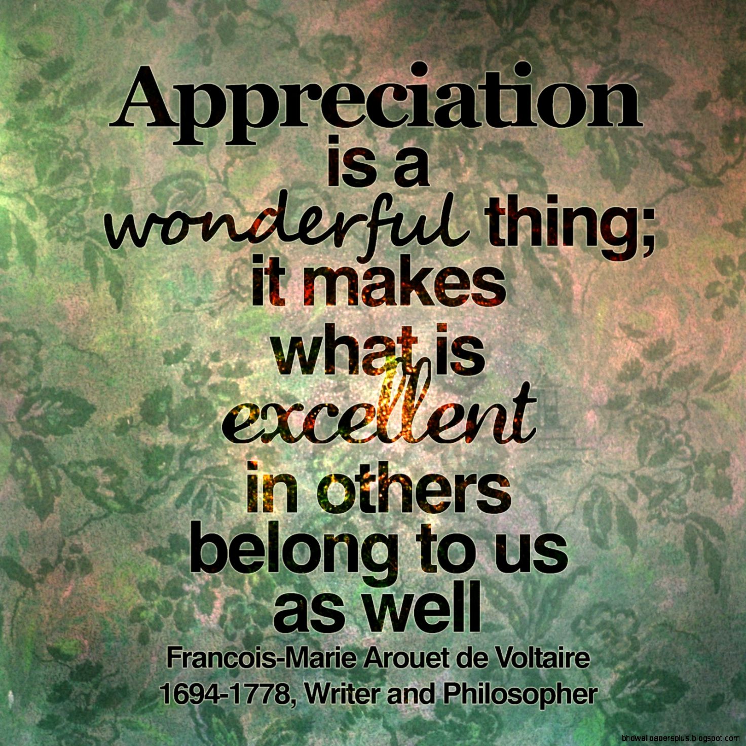 Appreciation is a wonderful thing it makes what is ecellent in others Appreciation is a wonderful thing it makes what is ecellent in others