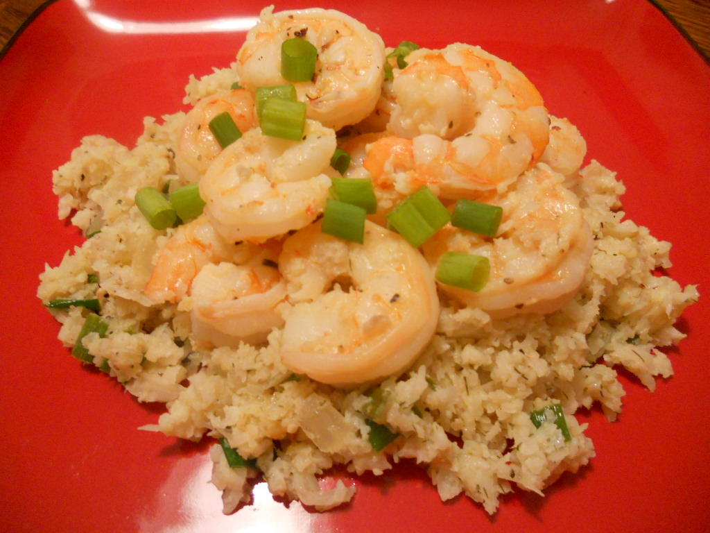 Heather's Primal Recipes Shrimp with Garlic Lemon Cauliflower Rice