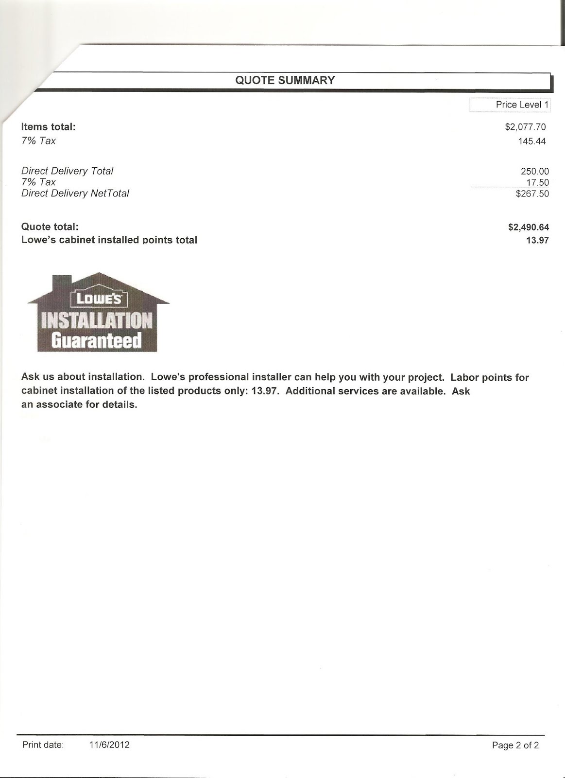 Kitchen Invoice and New Estimate