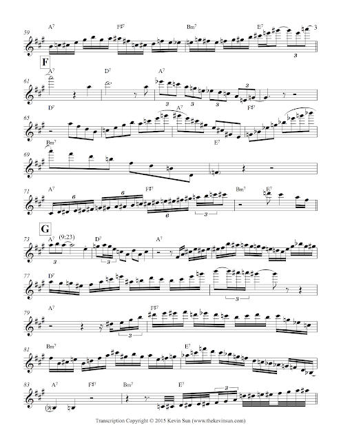 "South Hampton" (Ethan Iverson) – Mark Turner Solo Transcription by Kevin Sun, Page 3