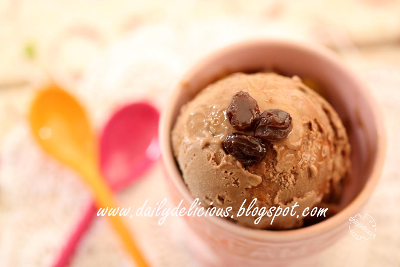 dailydelicious Chocolate Ice Cream with Drunken Raisins The recipe