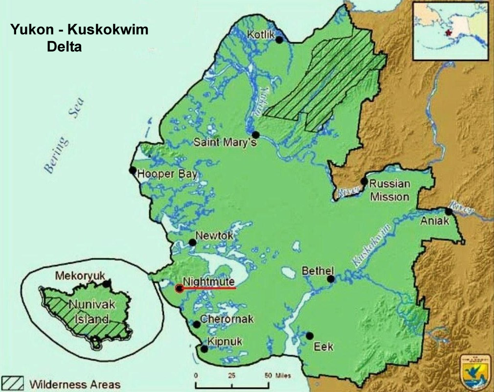 Ultima Thule Nightmute, Alaska isolation and poverty on the wet tundra.