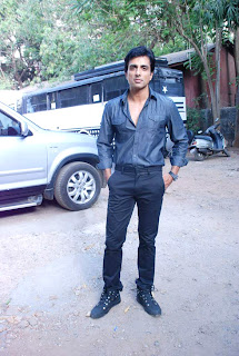 Sonu Sood and Neha Dhupia on the sets of 'Movers N Shakers' TV Show 