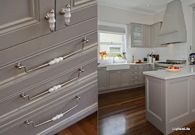 French Provincial Kitchen easily achieved by adding painted moulded doors to cabinetry