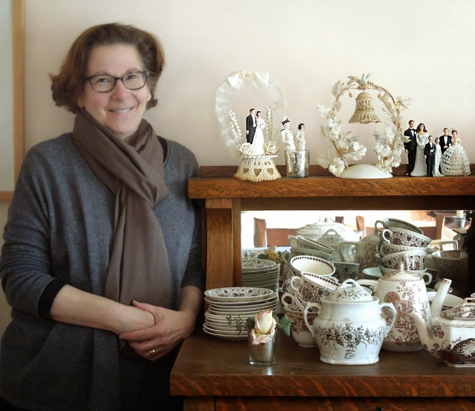 Tone on Tone Brown and White Transferware for Thanksgiving