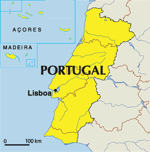 Portugal e Açores mapa - o Mapa de Portugal e Açores (Sul da Europa -  Europa)