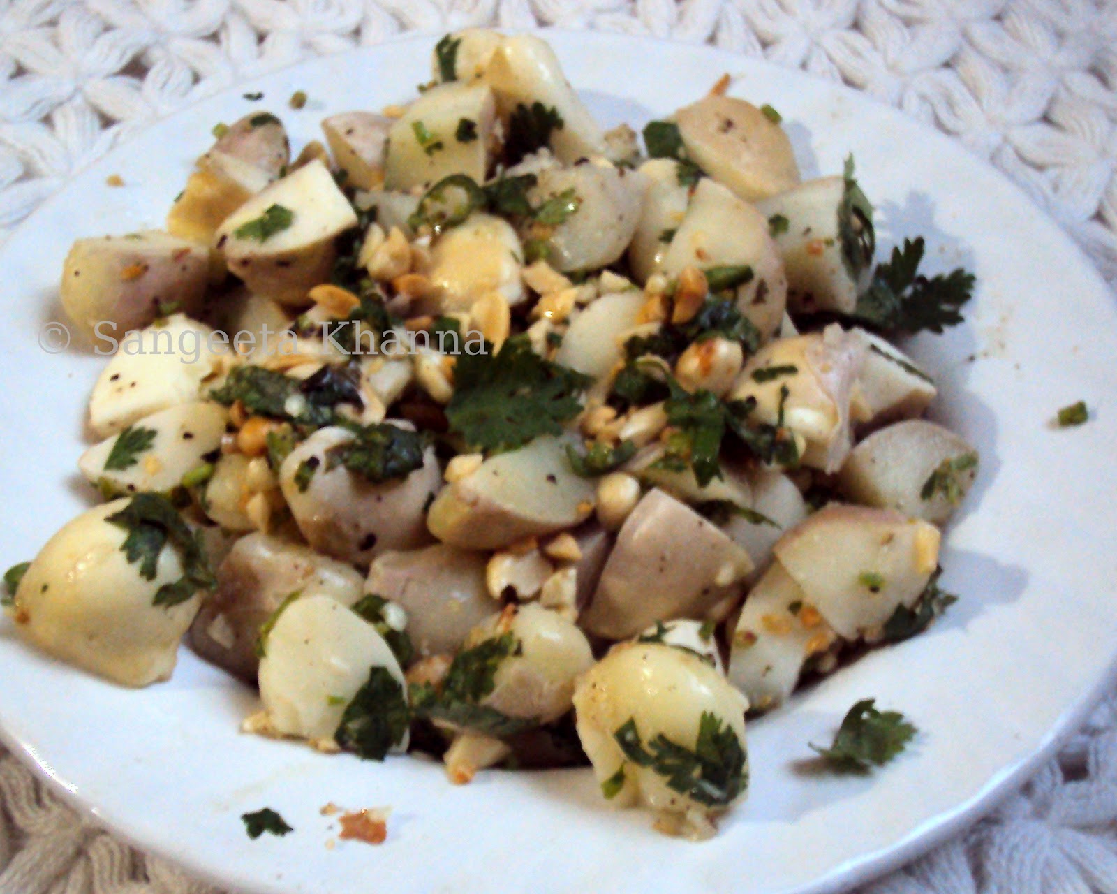sweet potatoes and water chestnut salad