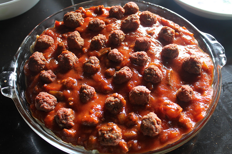 Baked Meatball Spaghetti Pie Azie Kitchen