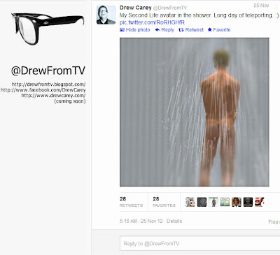 Drew Carey in the shower in Second Life