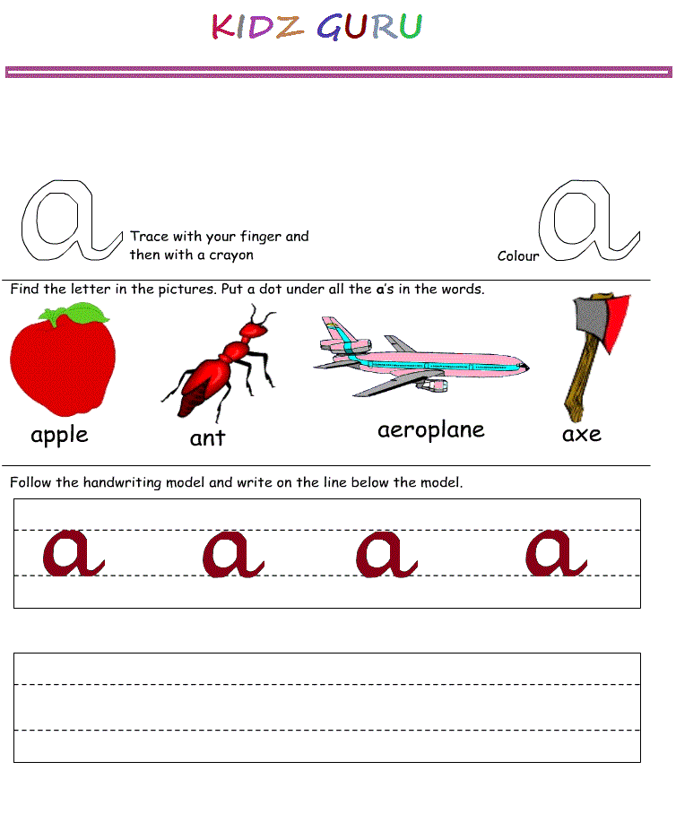 kindergarden writing sheets