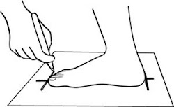 Scared to shop for shoes online? Don't fret.  Simple instructions - measure your feet like this pic