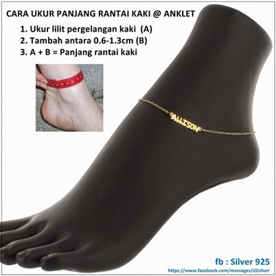 Galeri Perak 925 Silver 925 Cara Ukur Panjang Rantai Kaki