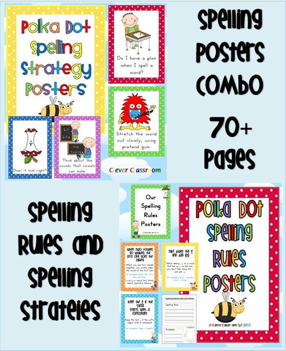 Spelling Rules and Spelling Strategies COMBO Bundle Polka Dot Theme 74 pages