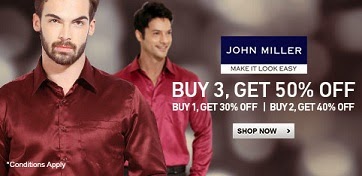 John Miller Clothing : Buy 1 Get 30% Off | Buy 2 Get 40% Off | Buy 3 Get 50% Off @ Flipkart (Expired)