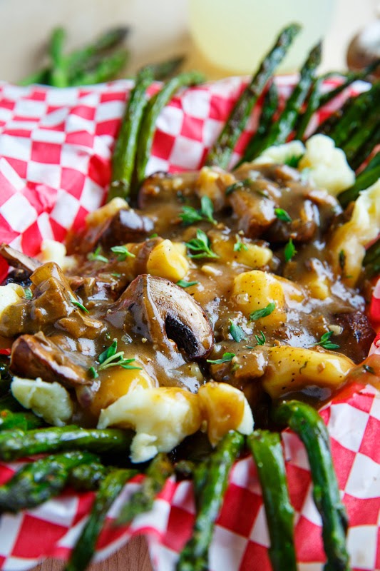 Roasted Asparagus and Mushroom Poutine on Closet Cooking