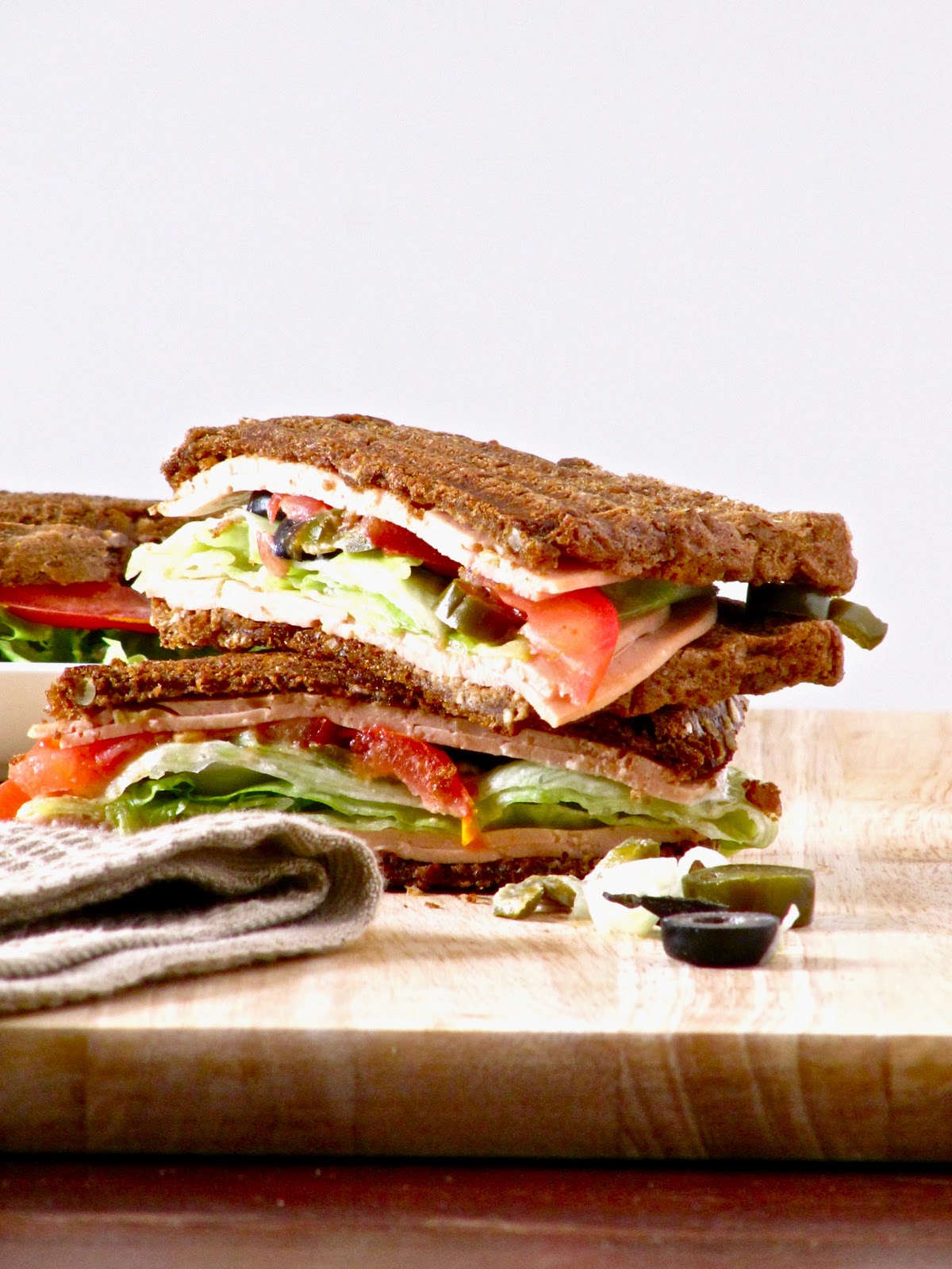 Plateful Grilled Chicken Mortadella Sandwich