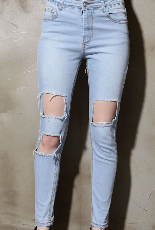 Skinny Jeans with Square Cut Outs