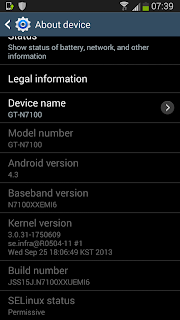 Samsung Galaxy Note 2 running Android 4.3