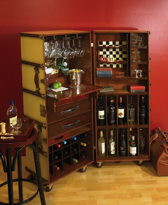 Steamer Trunk Liquor Cabinet