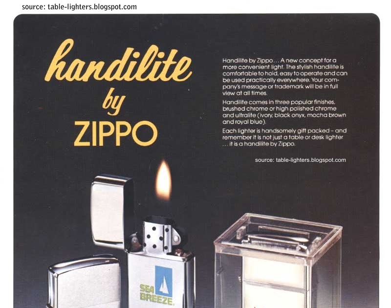 Table lighters collectors' guide Advert Zippo Handilite Desk Lighter