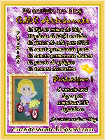 Sorteio no blog CMC com muito carinho artesanto