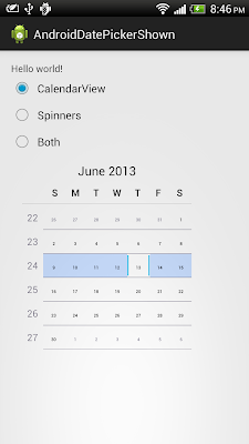 Options for DatePicker to display or hide calendar view and spinners