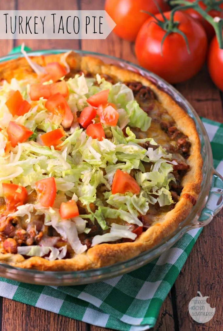 Turkey Taco Pie | Renee's Kitchen Adventures: If you love tacos, you MUST make this easy recipe tonight! 