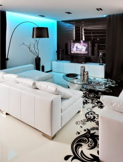 Modern Apartment Decoration In White And Black Color Themed