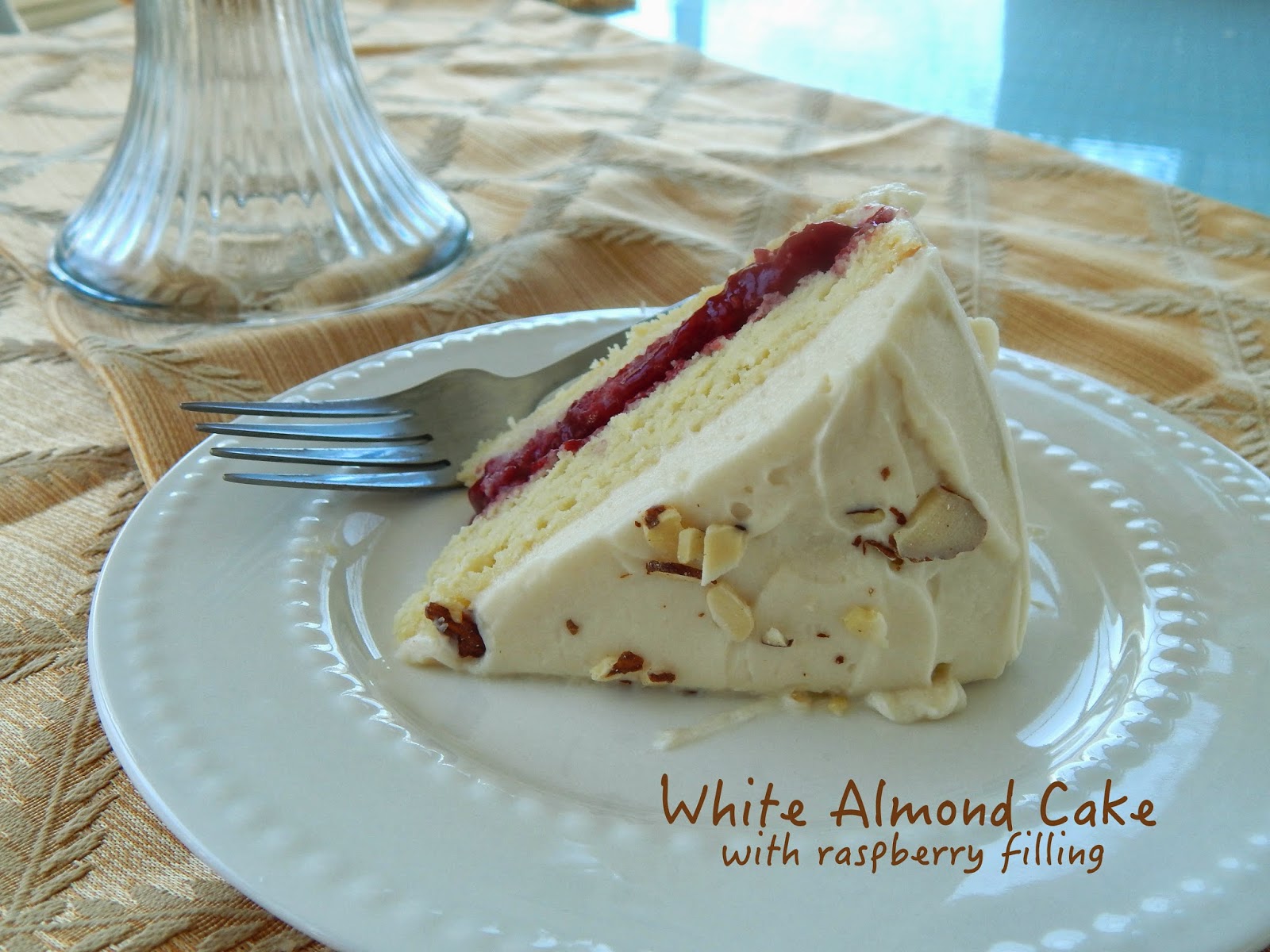 White Almond Cake with Raspberry Filling Cut The Wheat