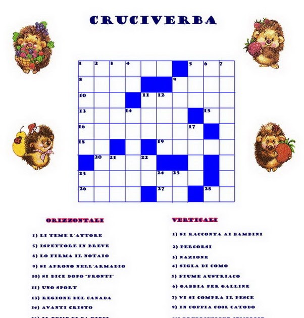 Giochi e disegni da colorare Cruciverba per bambini, gratis e