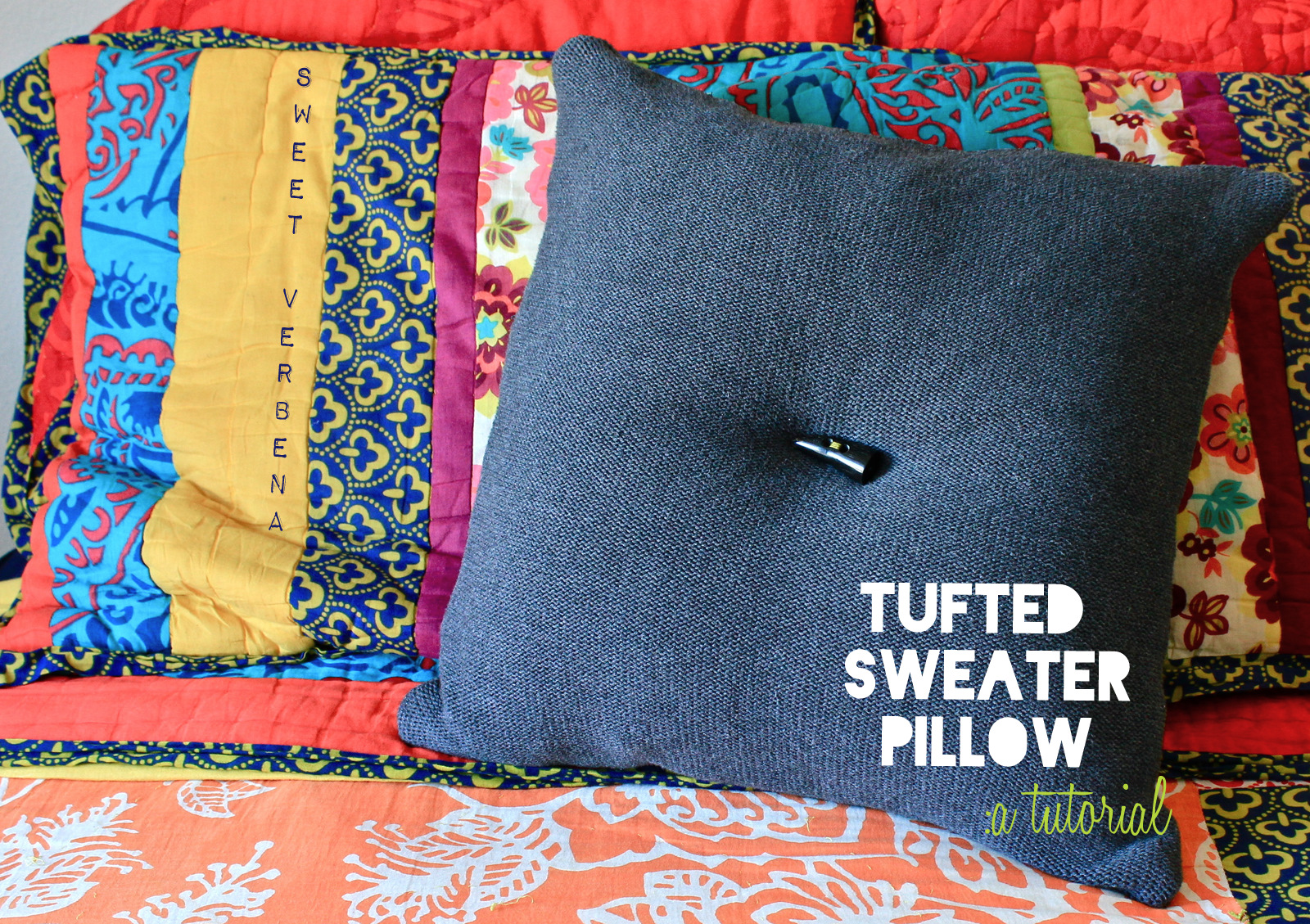 Tufted Sweater Pillow a tutorial Sweet Verbena
