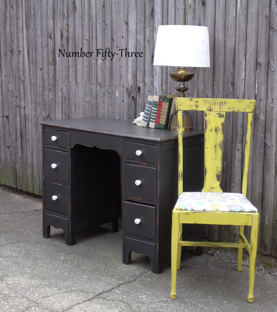 Number FiftyThree Vintage Desk & Milk Glass Knobs