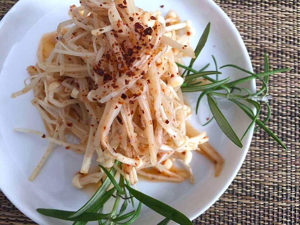 Quick enoki kimchi Kimchi and Beans