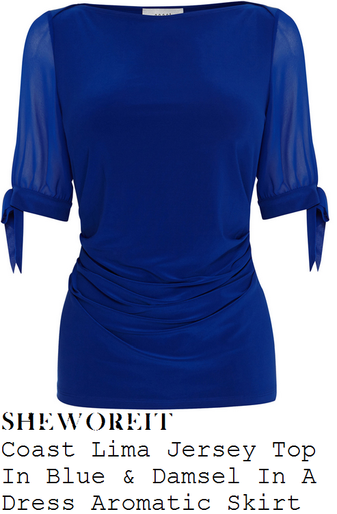 charlotte-hawkins-cobalt-blue-half-sleeve-top-and-black-floral-print-pencil-skirt-good-morning-britain