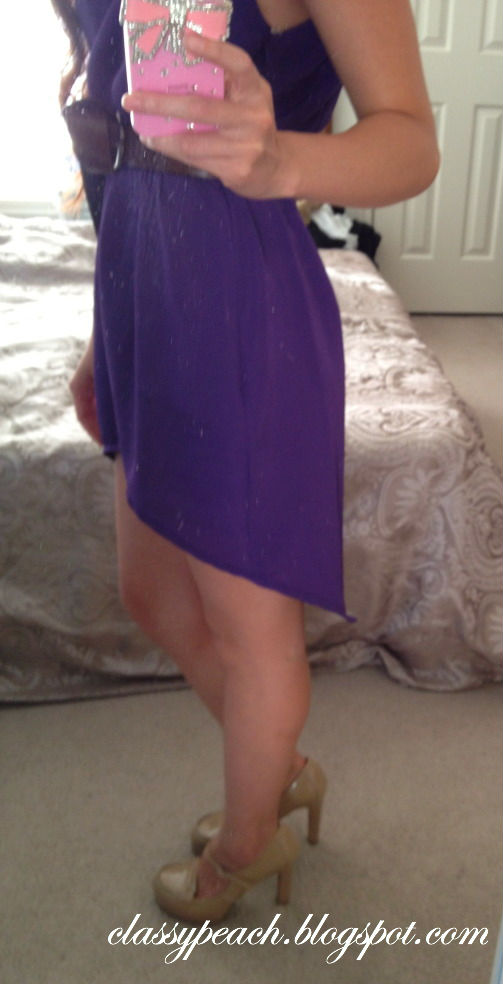 Classy Peach Darling Alteration High Low Purple Mini Dress