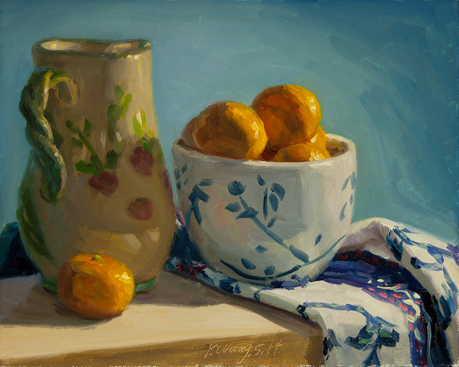 Wang Fine Art still life with fruit and a pitcher